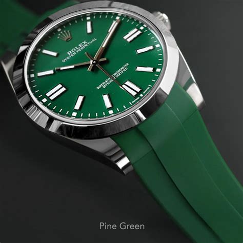 rolex oyster perpetual green leather strap|rolex oyster perpetual rubber strap.